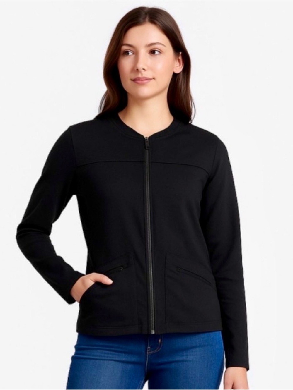 Fig Black Full Zip Jacket Medium Weight Jersey Size L Made in Canada Montreal